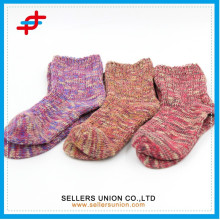 winter slub yarn cotton girls tube fuzzy thick sock for wholesales
